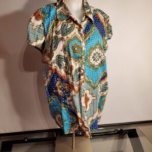 Van Heusen Woman XXL Multicolor Paisley Short Sleeve Blouse